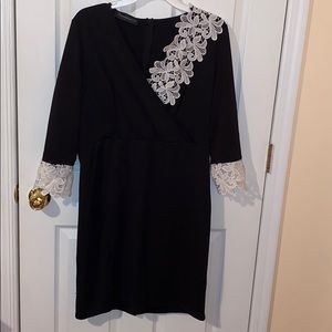 XL Black & White Dress with Floral Lace